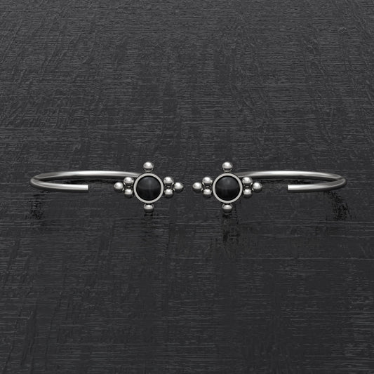 Titanium Small Hoop Earrings Onyx - TitaniumFashion