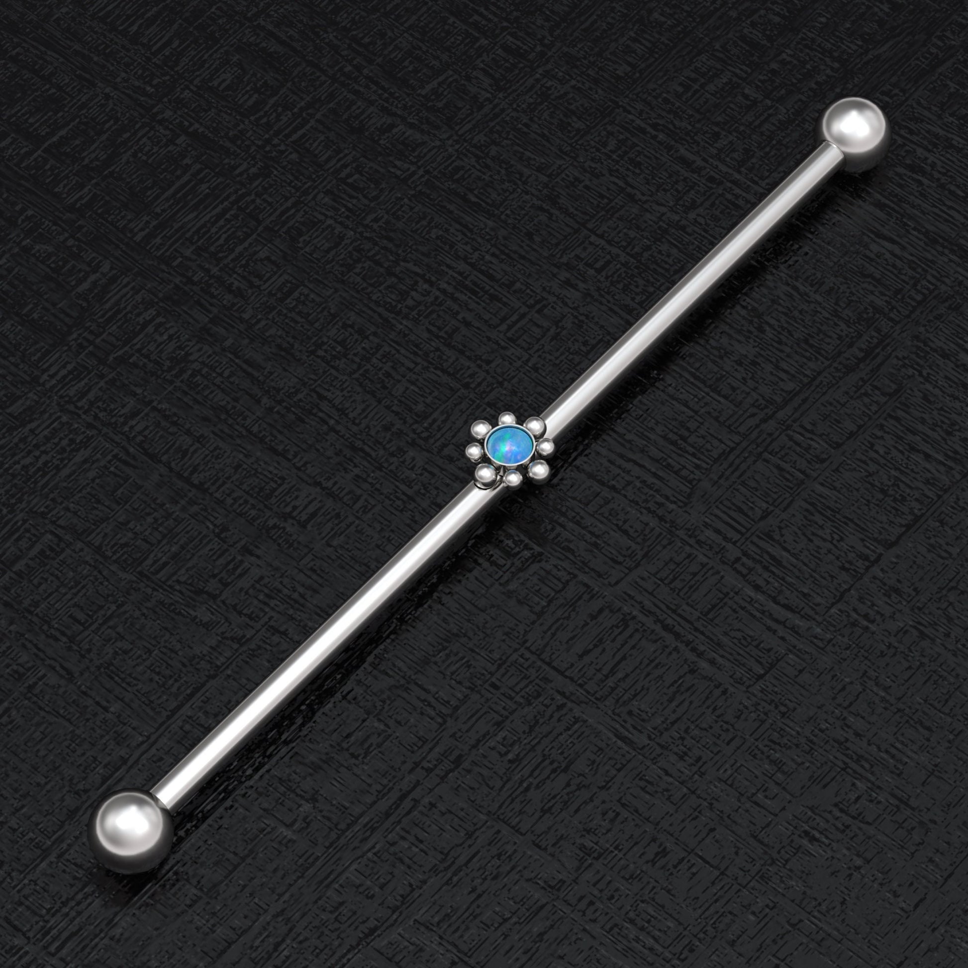 Opal Industrial Barbell 14g - TitaniumFashion