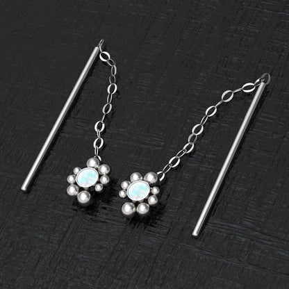 Opal Drop Dangle Earrings Surgical Steel - TitaniumFashion