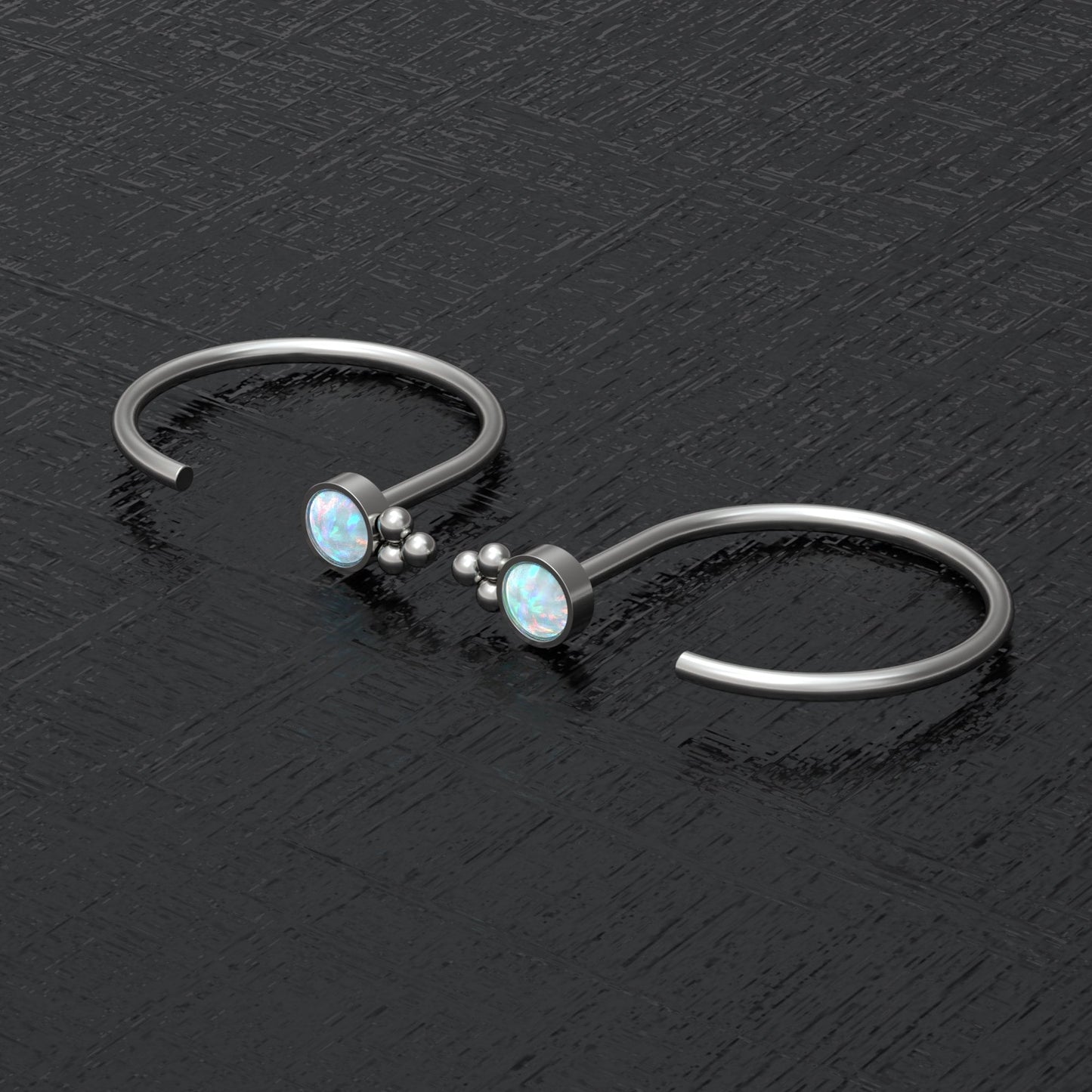 Titanium Huggie Earrings Opal - TitaniumFashion