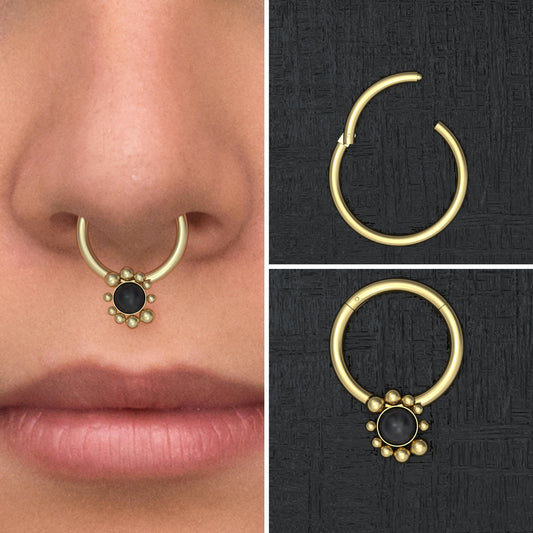 Surgical Steel Septum Ring Clicker Earring - TitaniumFashion