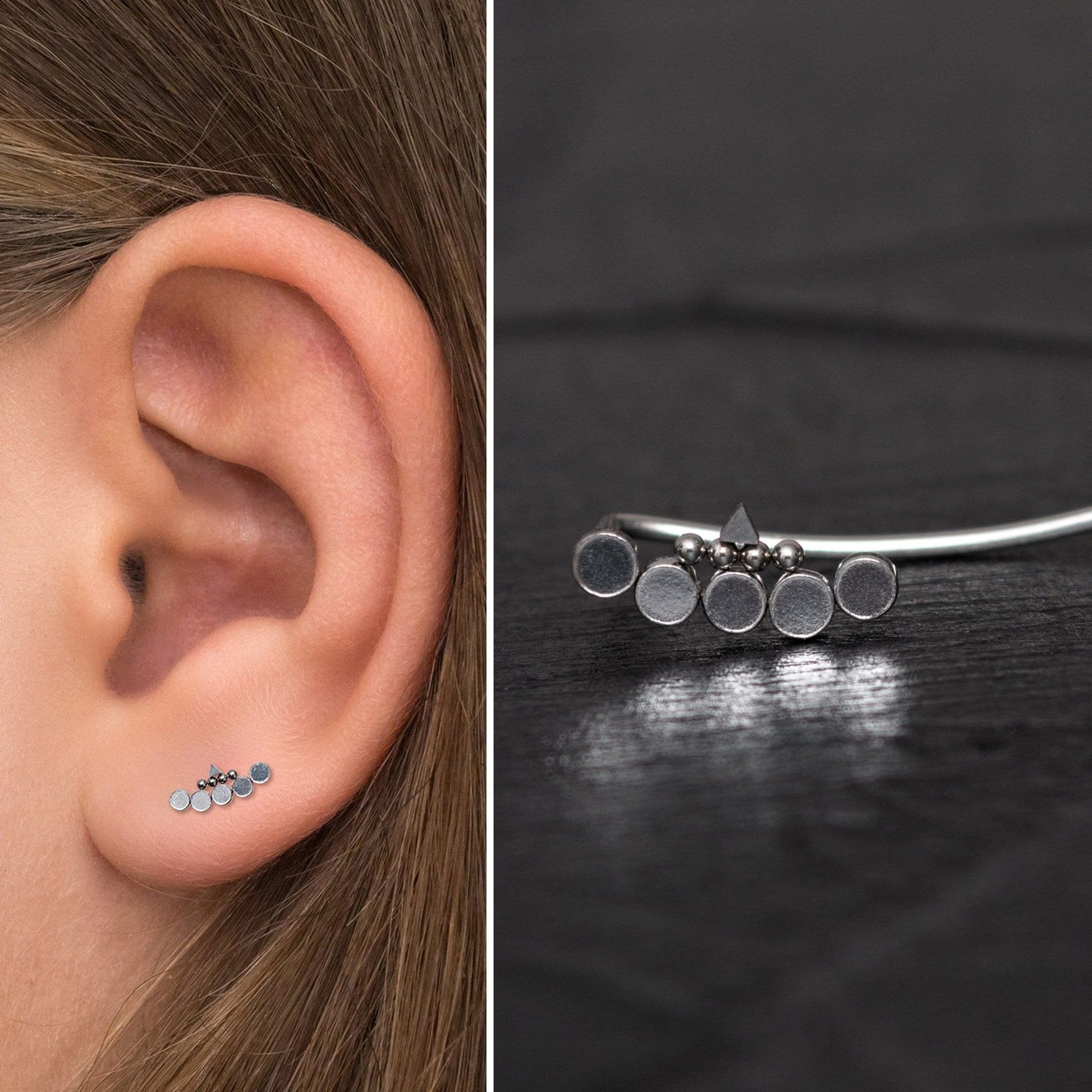 Surgical Steel Ear Crawler - TitaniumFashion