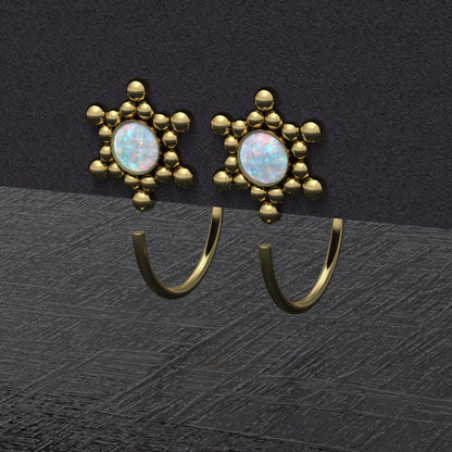 Opal Small Hoop Earrings Surgical Steel - TitaniumFashion