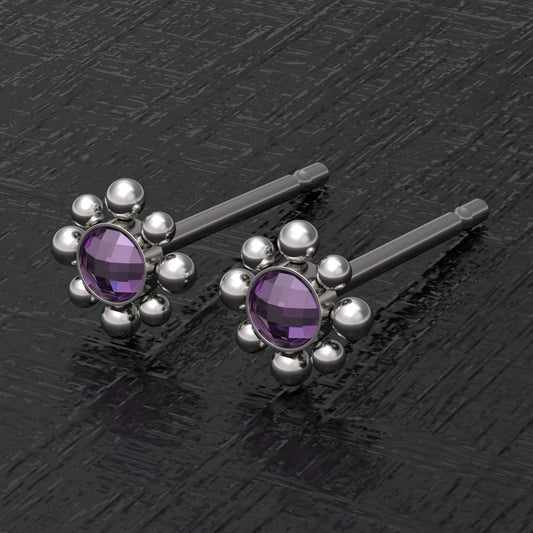 CZ Post Earrings Surgical Steel - TitaniumFashion