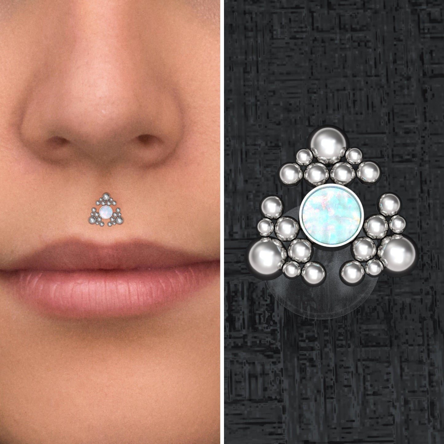 Opal Lip Piercing Bioflex - TitaniumFashion