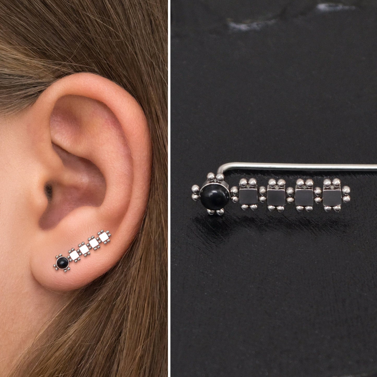 Ear Pin Earrings Surgical Steel - TitaniumFashion