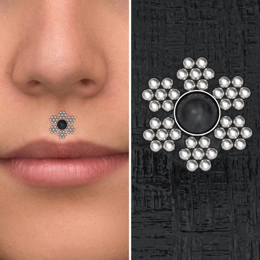 Bioflex Lip Ring Onyx - TitaniumFashion