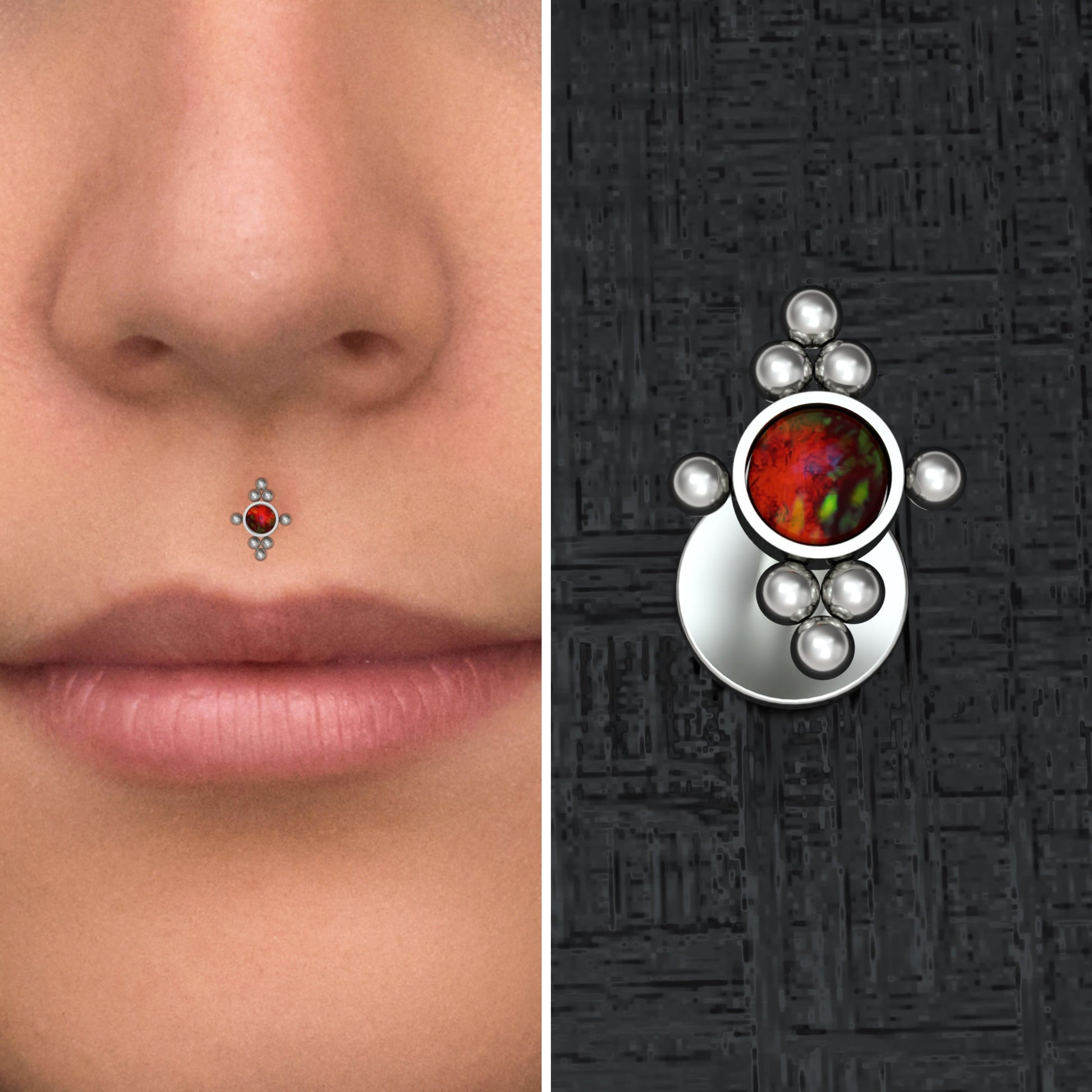 Titanium Lip Ring Opal - TitaniumFashion