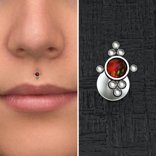 Titanium Lip Ring Opal - TitaniumFashion