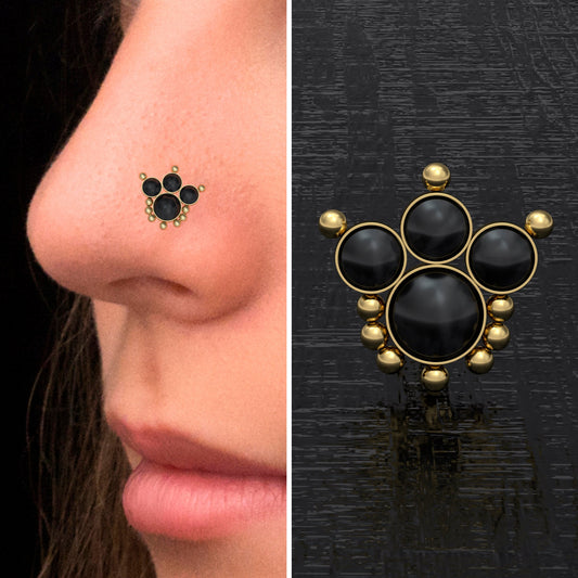Onyx Nose Bone Stud Surgical Steel - TitaniumFashion