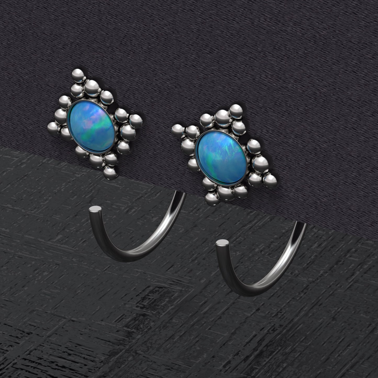 Small Hoop Earrings Opal - TitaniumFashion