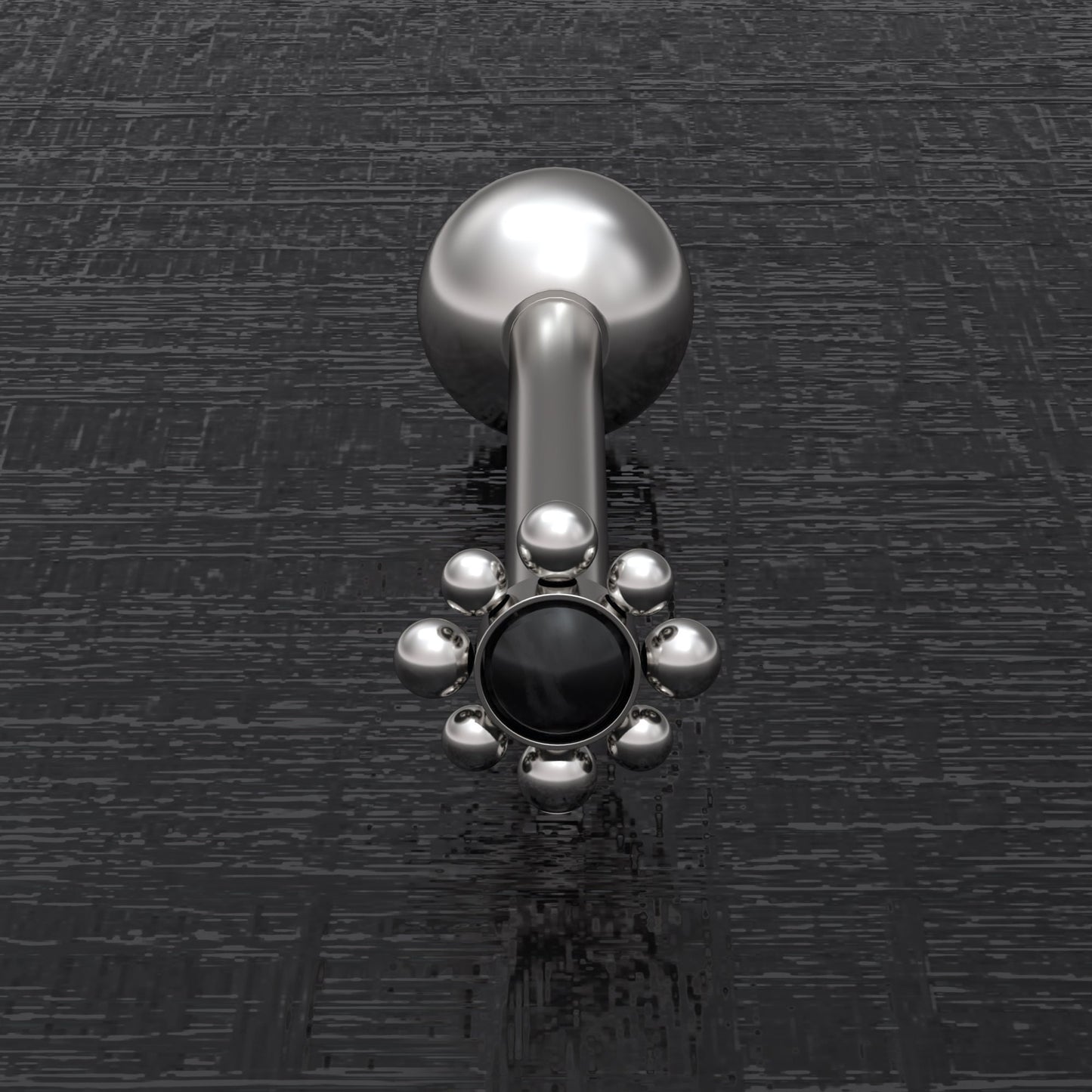 Tongue Ring Onyx - TitaniumFashion