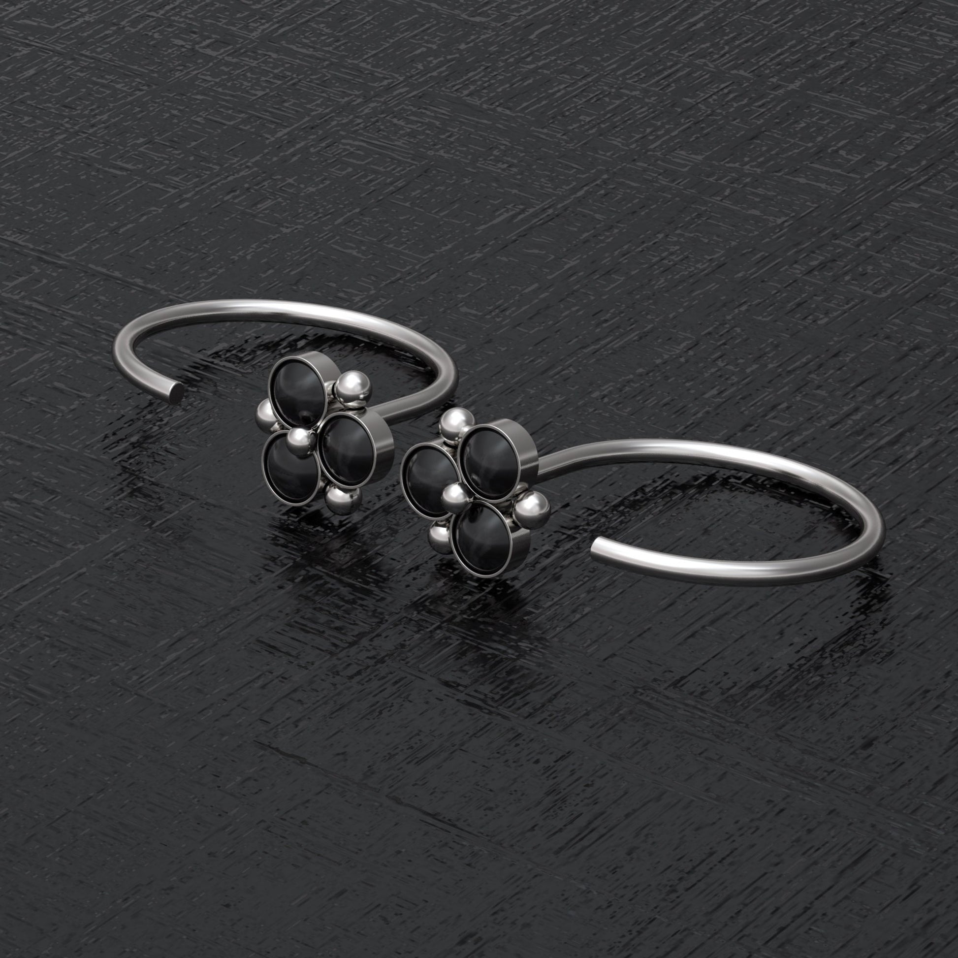 Small Hoop Earrings Onyx - TitaniumFashion