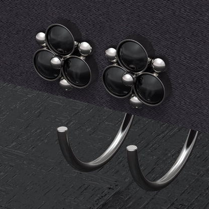 Small Hoop Earrings Onyx - TitaniumFashion