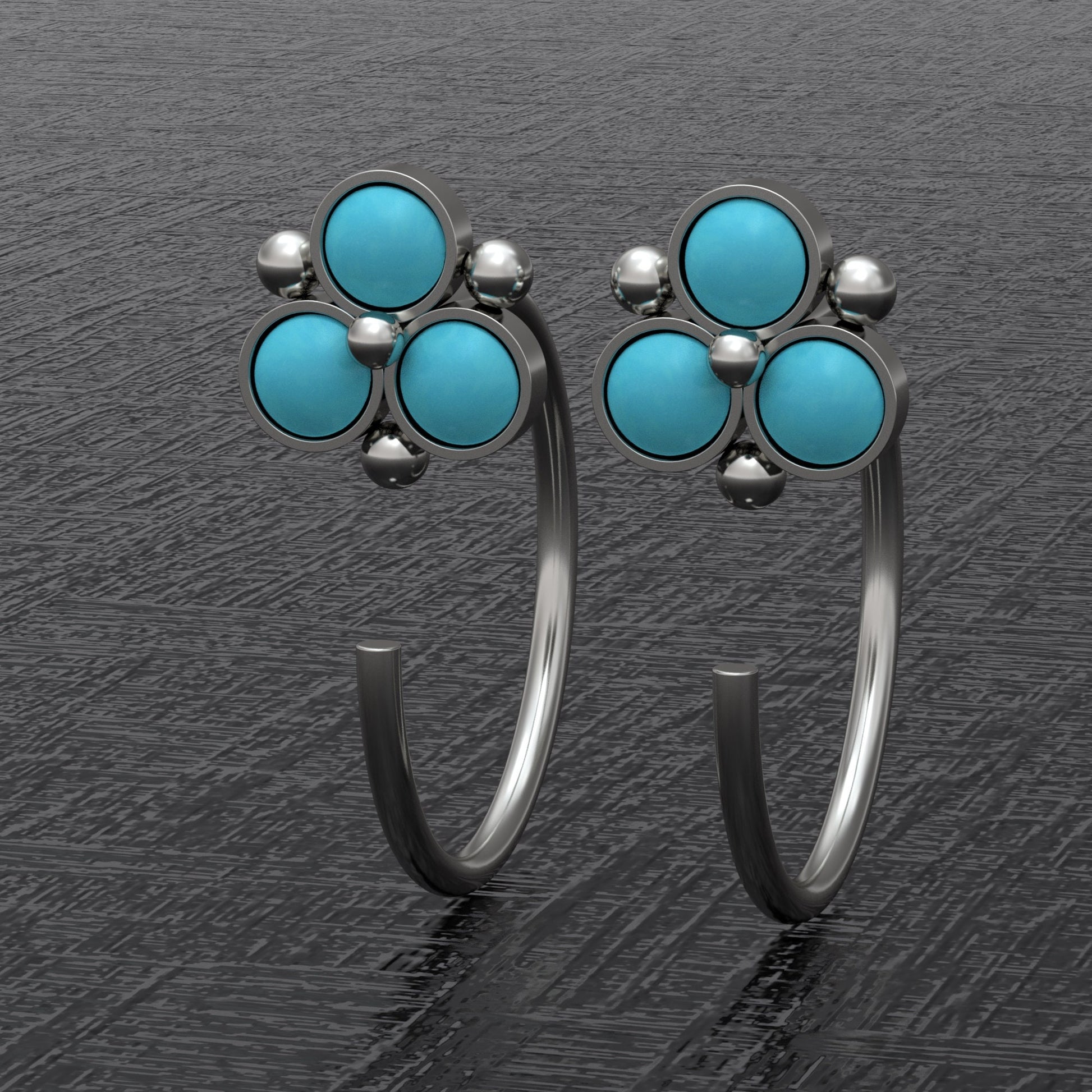 Small Hoop Earrings Turquoise - TitaniumFashion