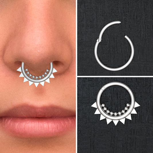 Surgical Steel Septum Ring Clicker Earring - TitaniumFashion
