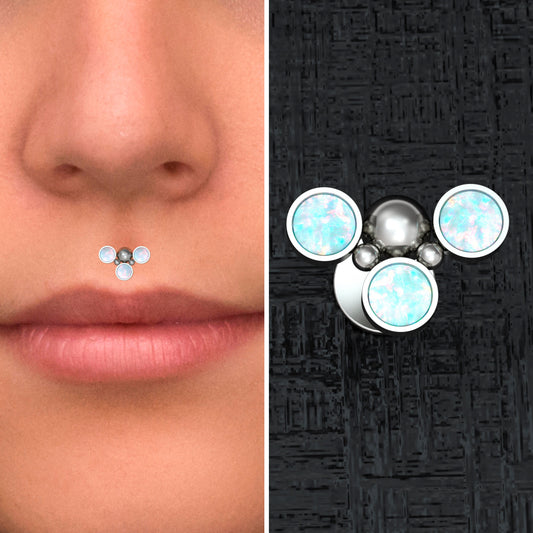 Opal Lip Piercing Titanium Implant Grade - TitaniumFashion