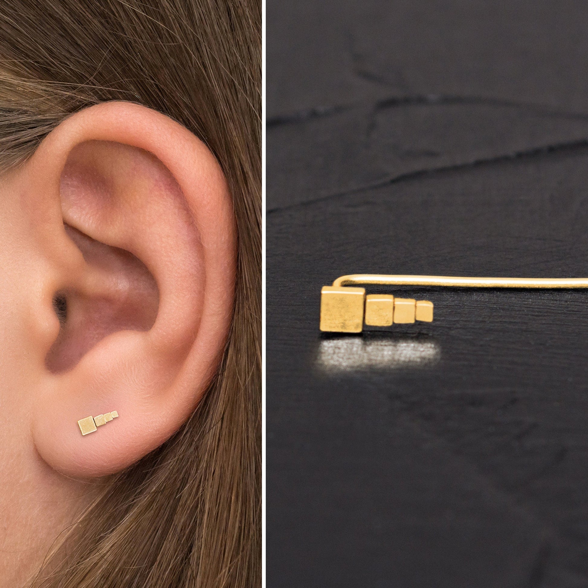 Up The Ear Earrings Surgical Steel - TitaniumFashion