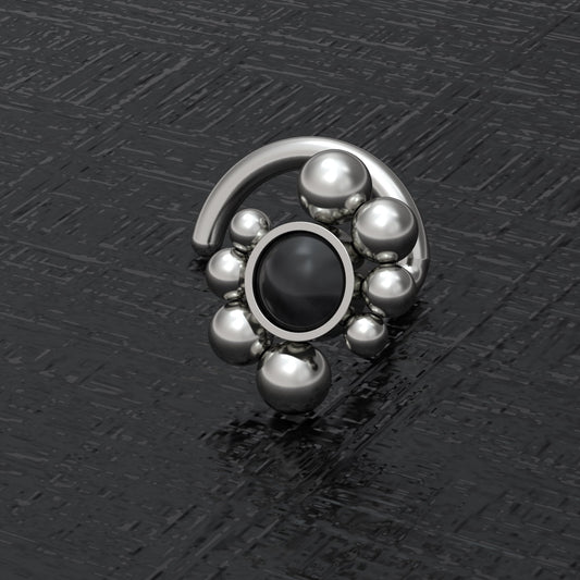 Onyx Nose Stud Ring Titanium - TitaniumFashion