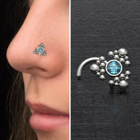 CZ Nose Stud Titanium - TitaniumFashion