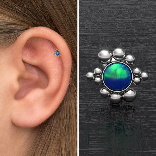 Opal Tragus Stud - TitaniumFashion