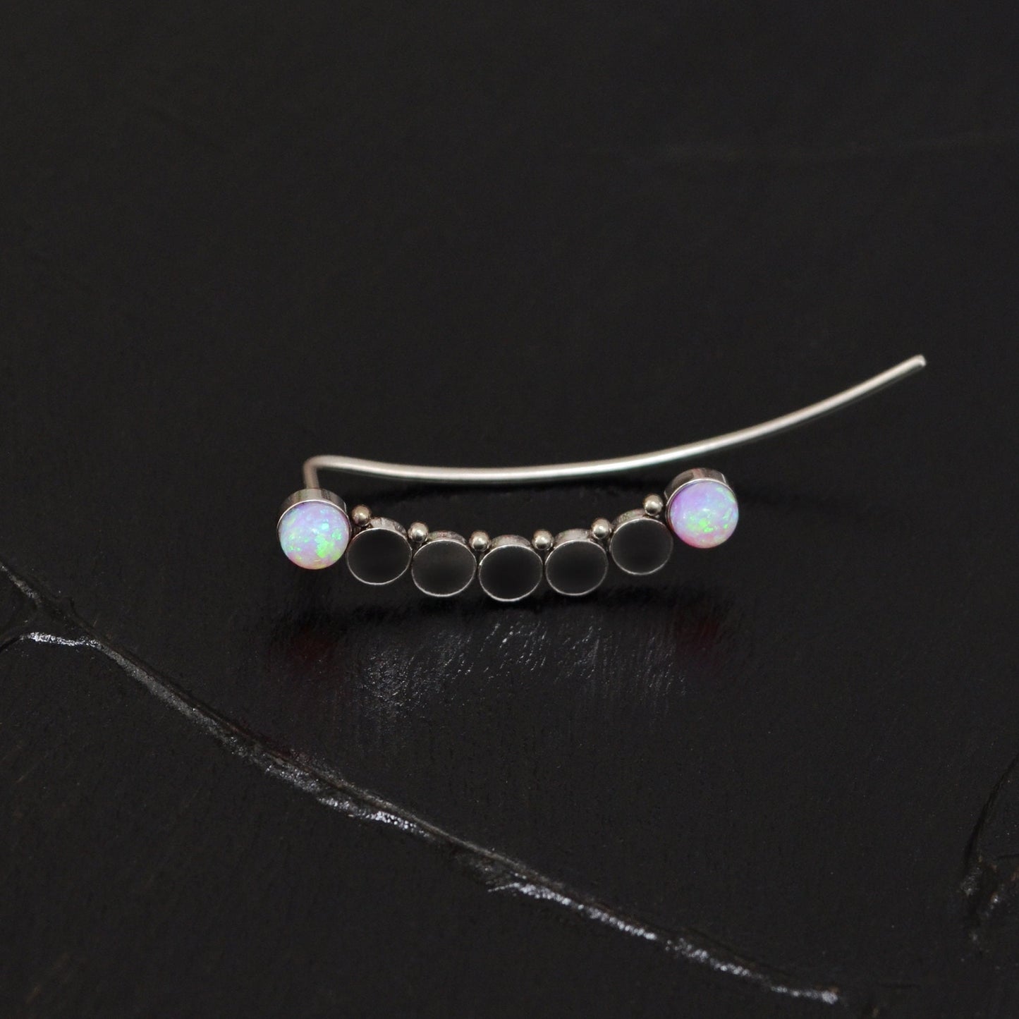 Surgical Steel Ear Crawler Opal - TitaniumFashion