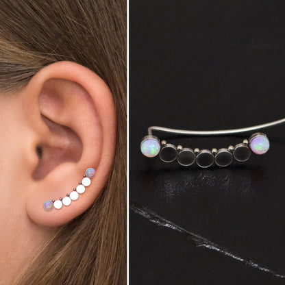 Surgical Steel Ear Crawler Opal - TitaniumFashion