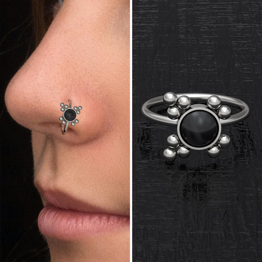 Onyx Nose Jewelry Titanium - TitaniumFashion