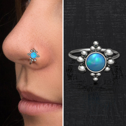 Opal Nose Ring Titanium Implant Grade - TitaniumFashion