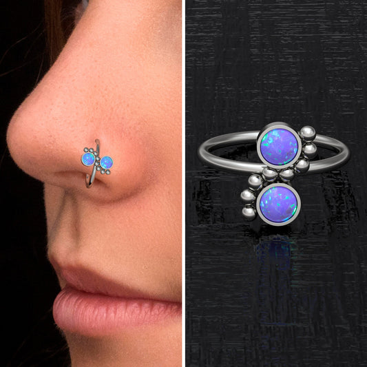 Titanium Nose Hoop Opal - TitaniumFashion
