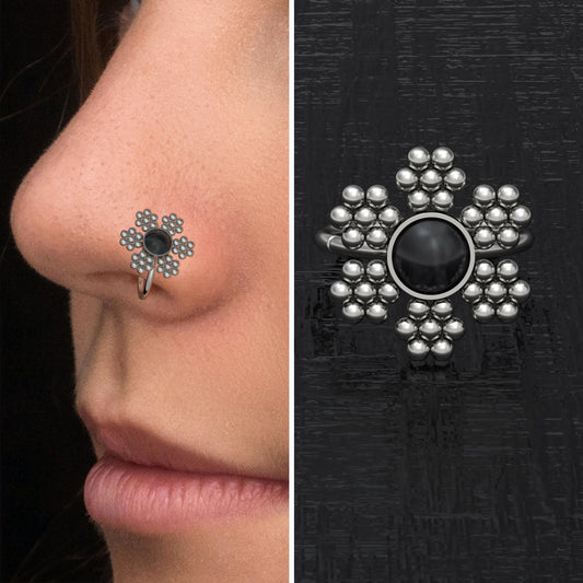 Implant Grade Titanium Nose Hoop Onyx - TitaniumFashion