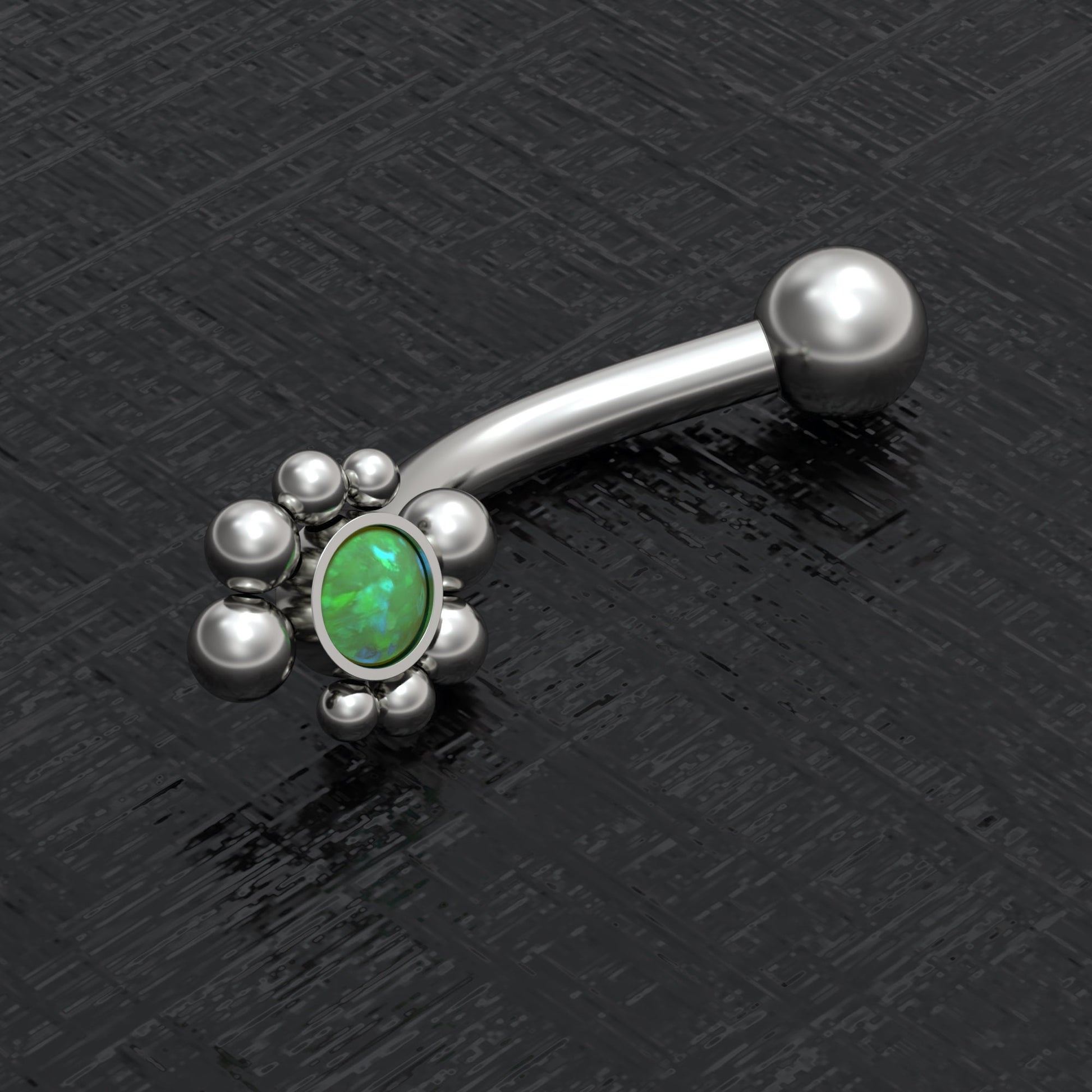 Titanium Curved Barbell Piercing Opal - TitaniumFashion
