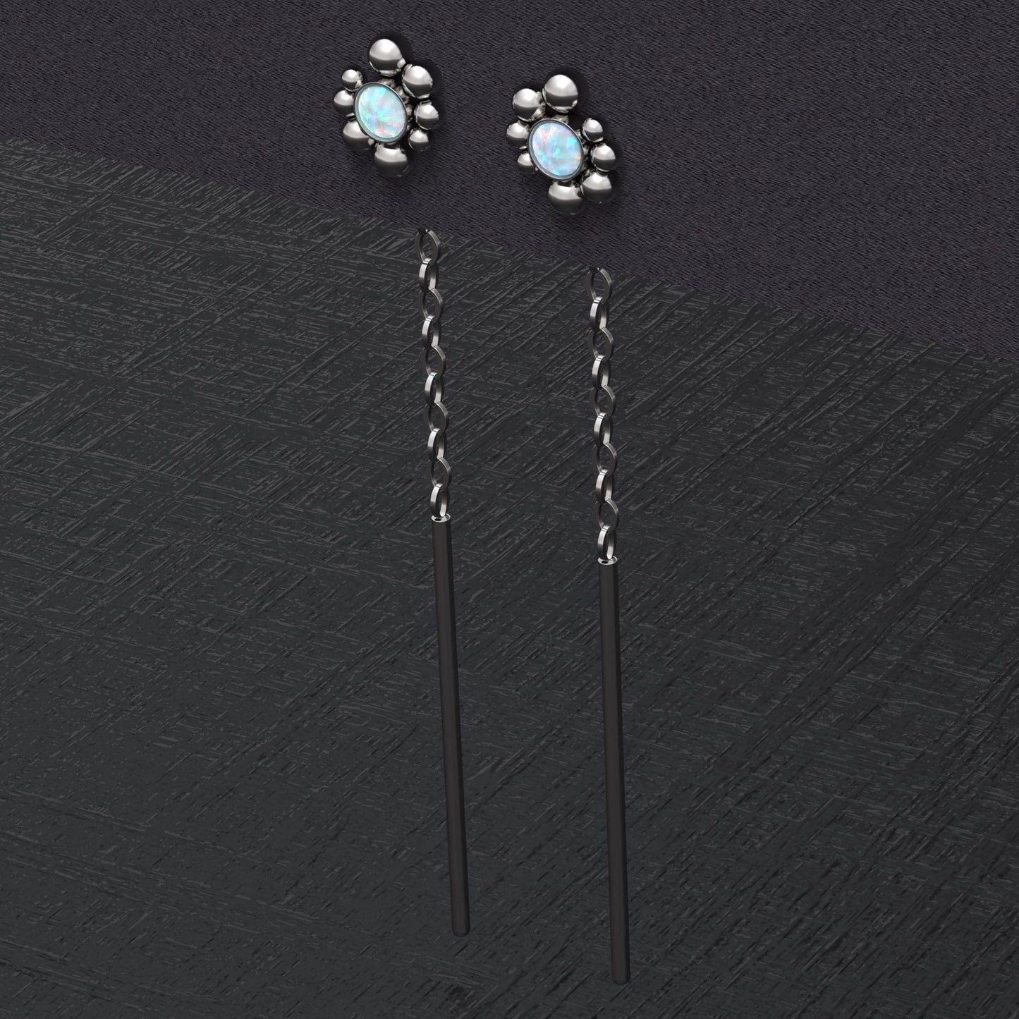 Opal Drop Dangle Earrings Surgical Steel - TitaniumFashion