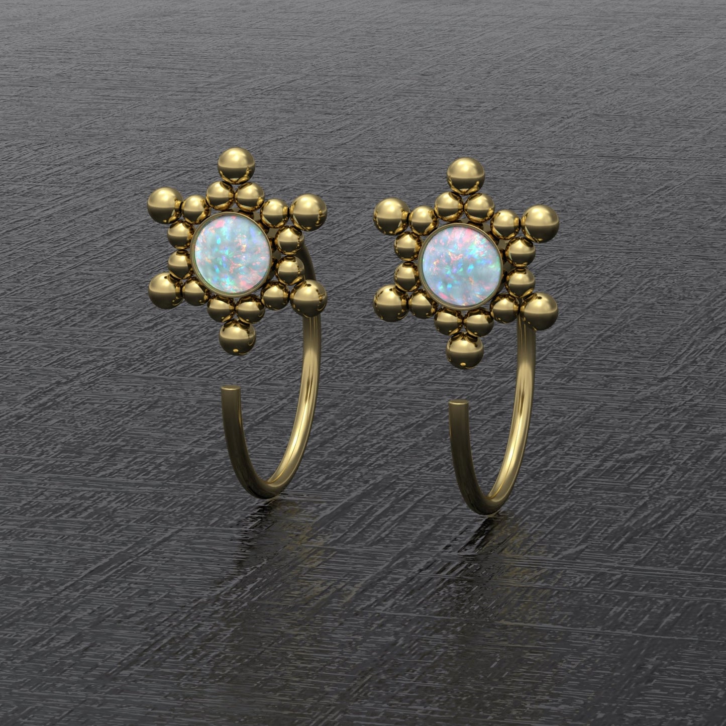 Opal Small Hoop Earrings Surgical Steel - TitaniumFashion