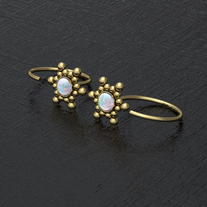 Opal Small Hoop Earrings Surgical Steel - TitaniumFashion