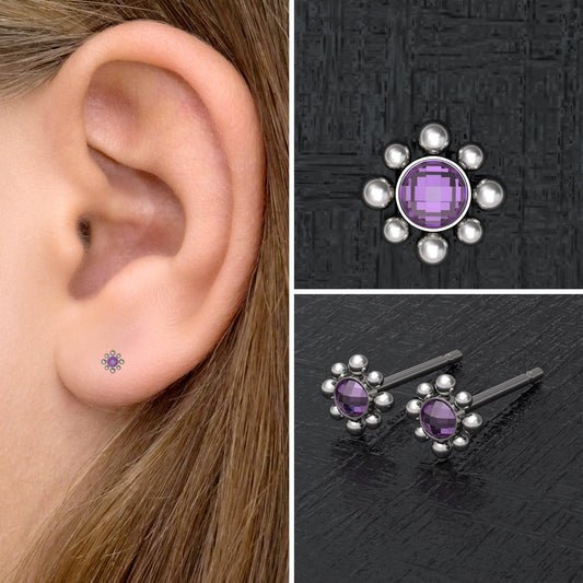 CZ Post Earrings Surgical Steel - TitaniumFashion