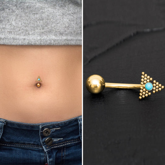 Surgical Steel Belly Ring Turquoise - TitaniumFashion