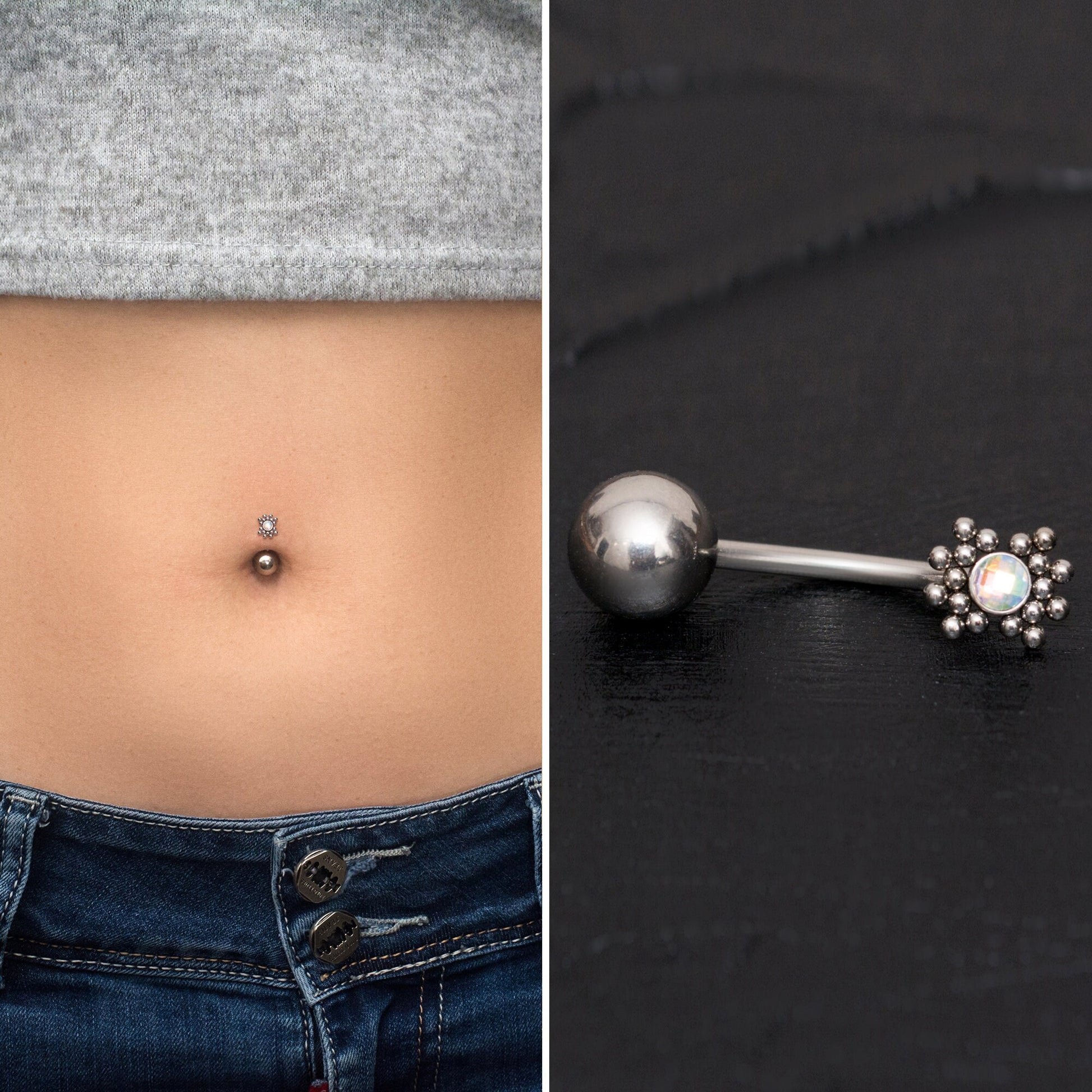 Titanium Belly Button Ring CZ - TitaniumFashion