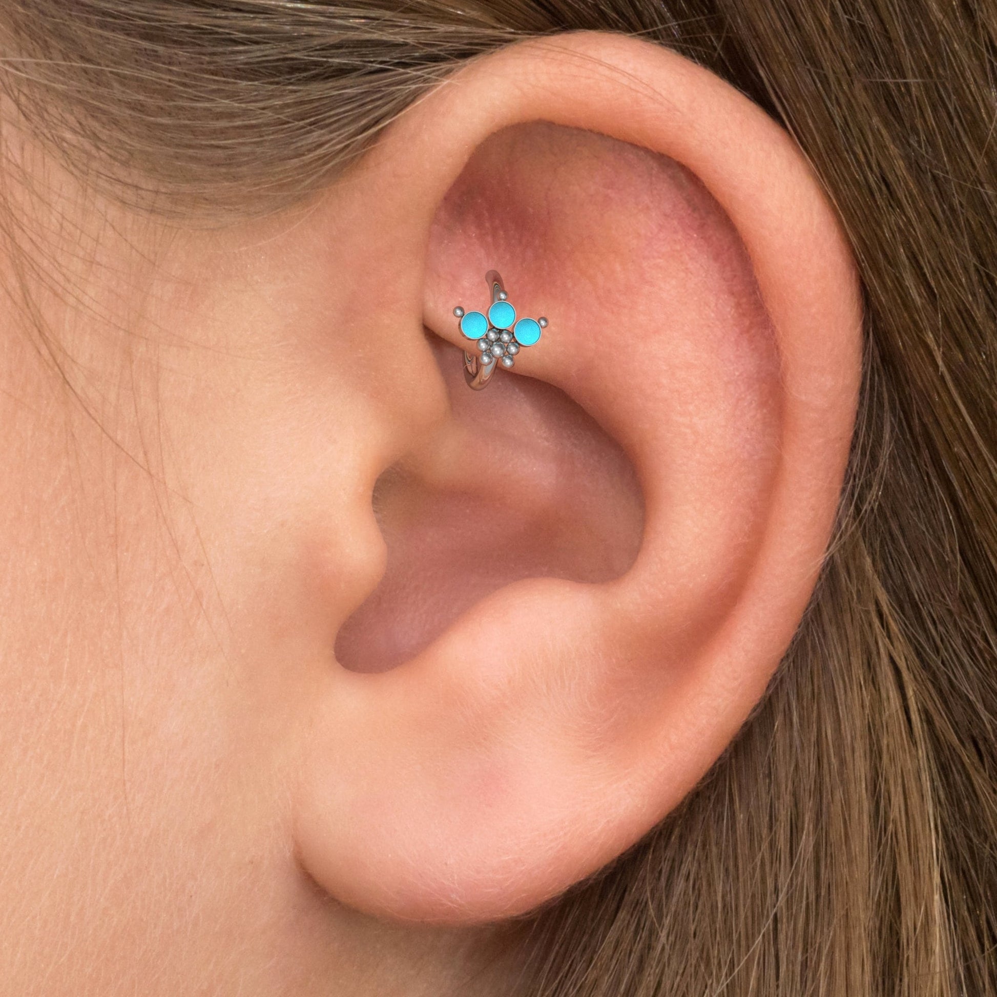 Turquoise Rook Earring Surgical Steel - TitaniumFashion