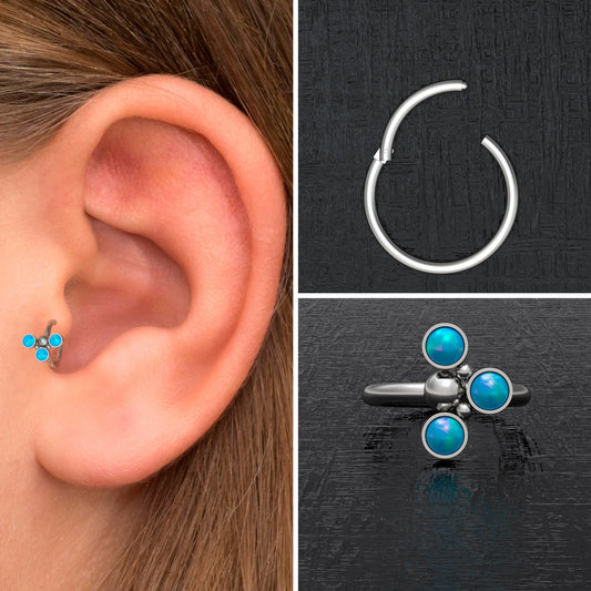 Opal Tragus Jewelry - TitaniumFashion