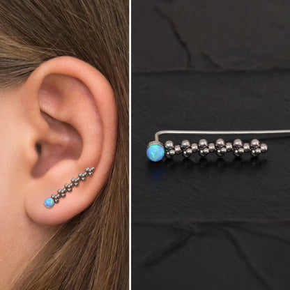 Opal Ear Climber Earrings Surgical Steel - TitaniumFashion