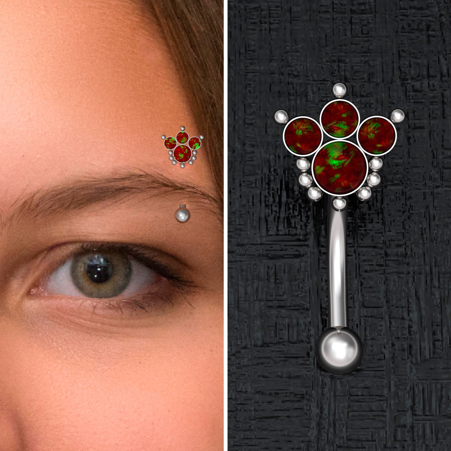 Opal Eyebrow Jewelry Surgical Steel - TitaniumFashion