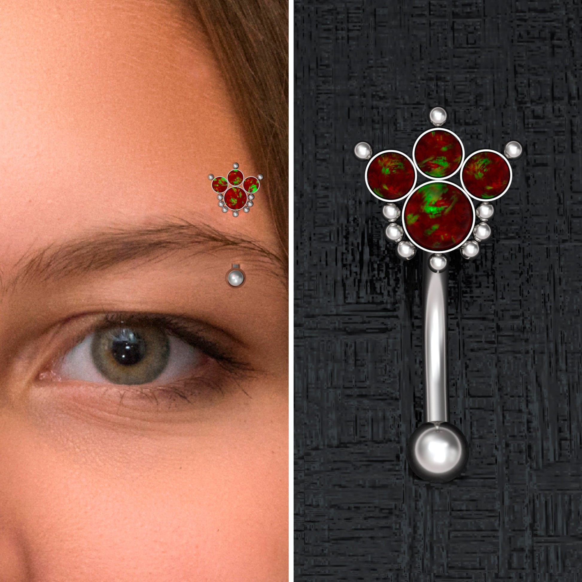 Opal Eyebrow Jewelry Surgical Steel - TitaniumFashion