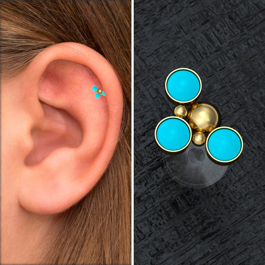 Turquoise Tragus Stud Bioflex - TitaniumFashion