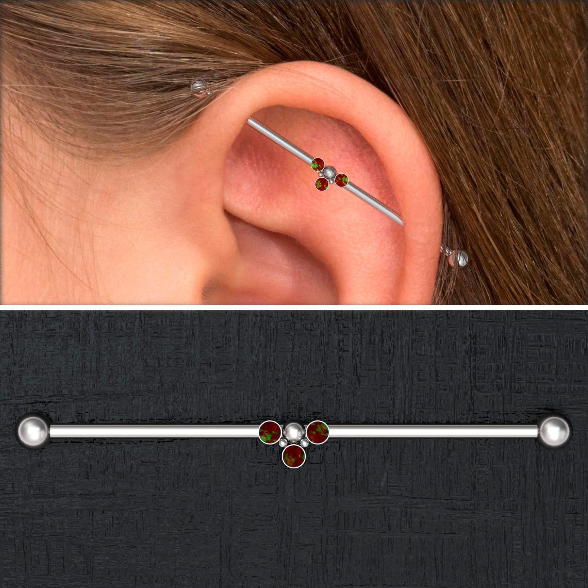 Surgical Steel Industrial Barbell 14g - TitaniumFashion