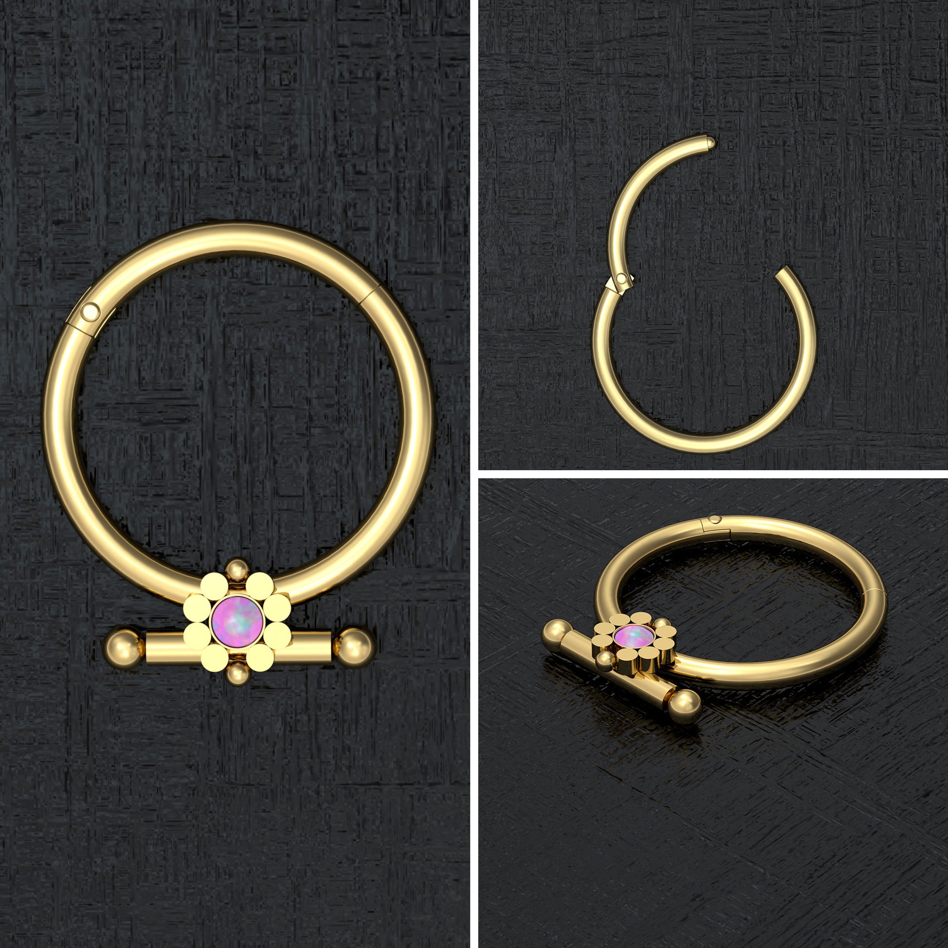 Surgical Steel Nipple Ring Opal - TitaniumFashion