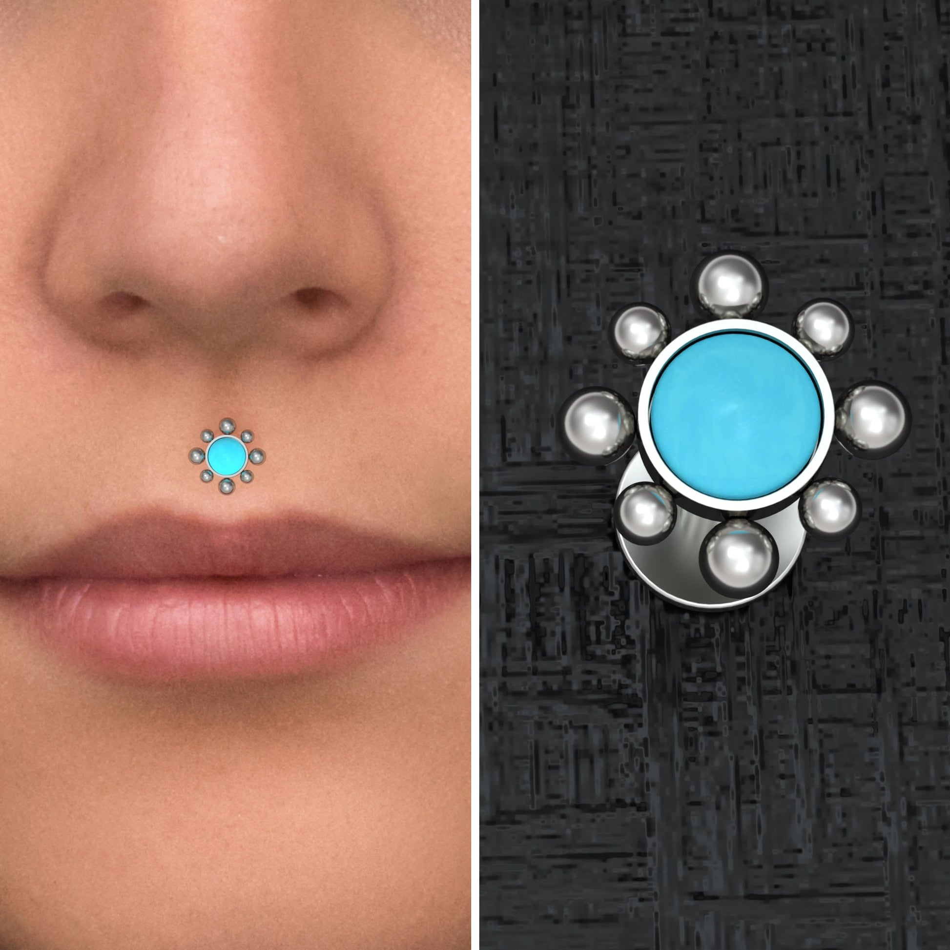 Turquoise Lip Labret Titanium - TitaniumFashion