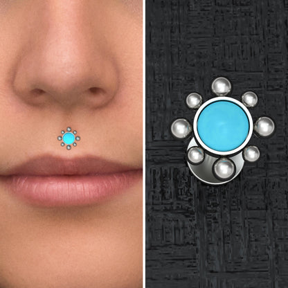 Turquoise Lip Labret Titanium - TitaniumFashion