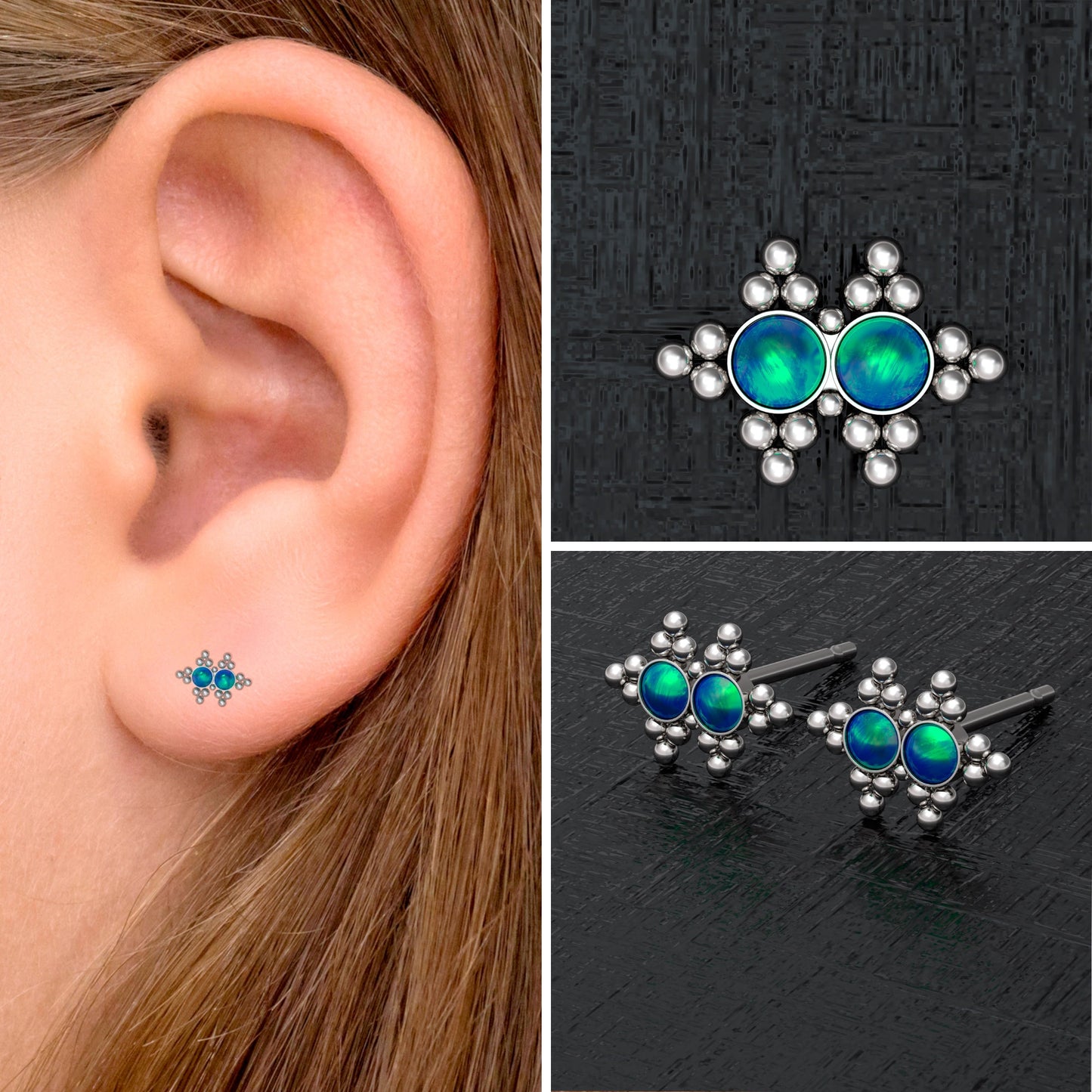 Opal Small Stud Earrings - TitaniumFashion