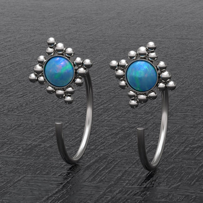 Small Hoop Earrings Opal - TitaniumFashion